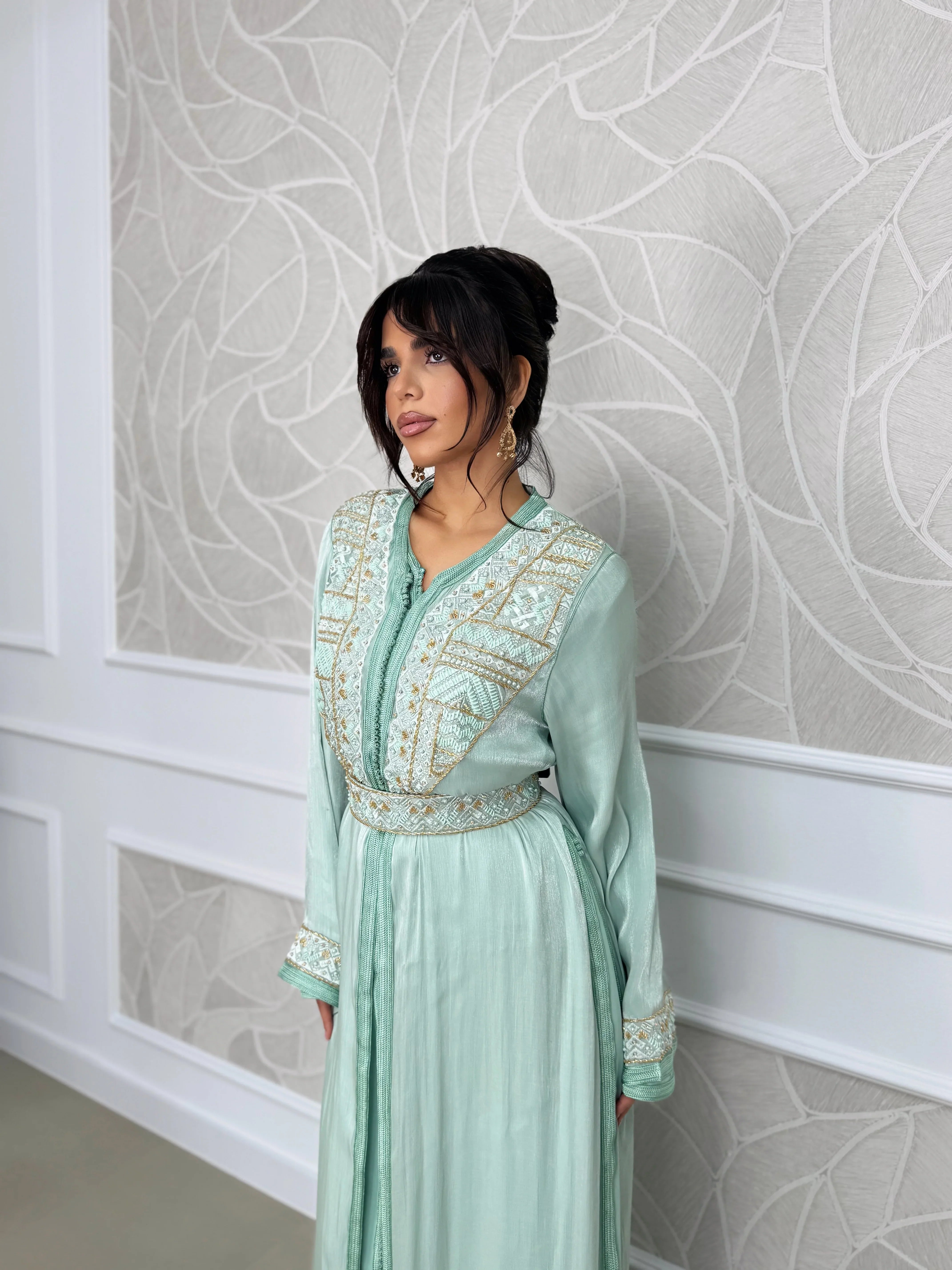 Wissal Green Takchita – Two-Piece Moroccan Ceremonial Dress