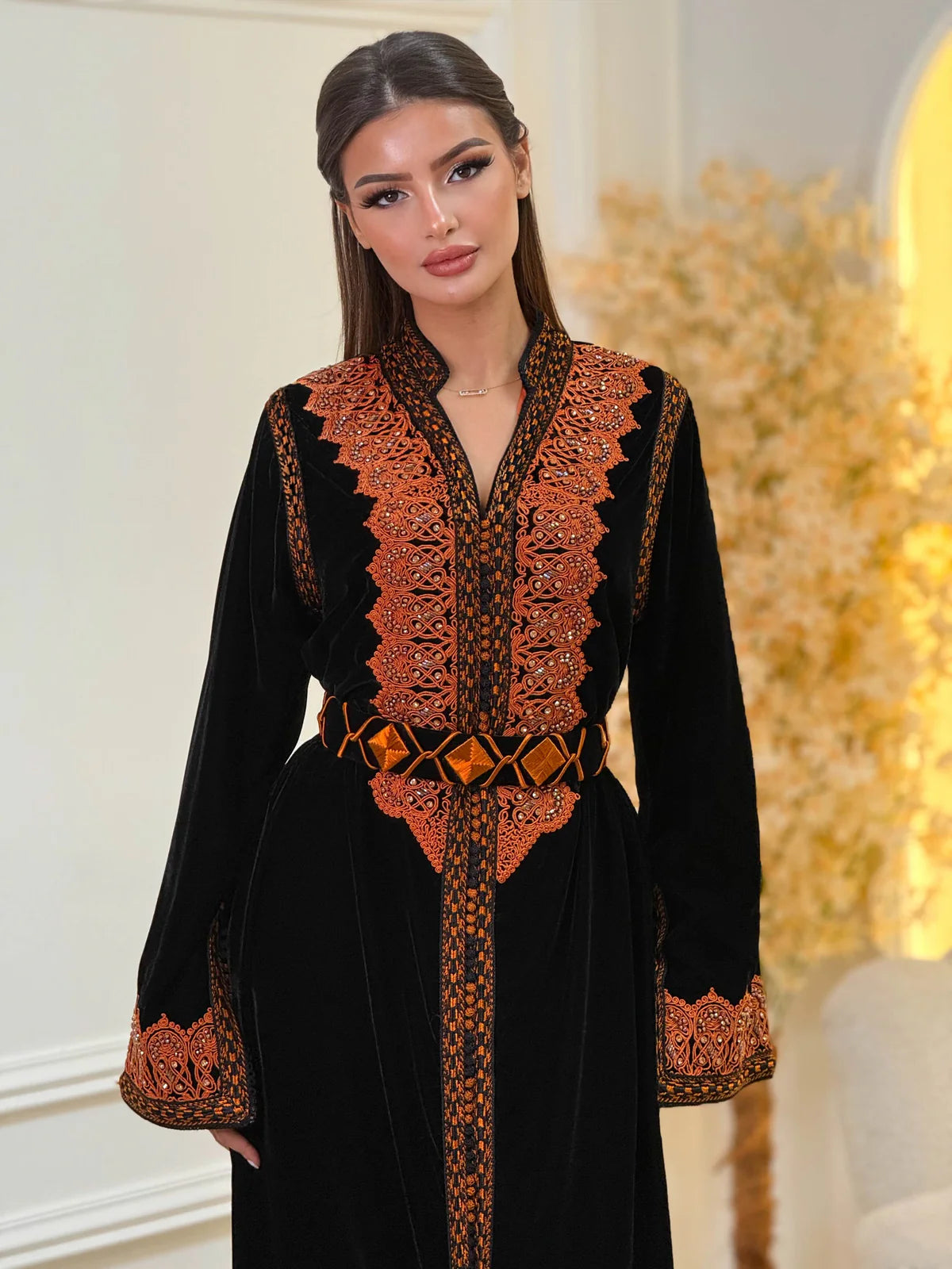 Kinda Schwarzes Kaftan – Handgefertigtes marokkanisches Kleid