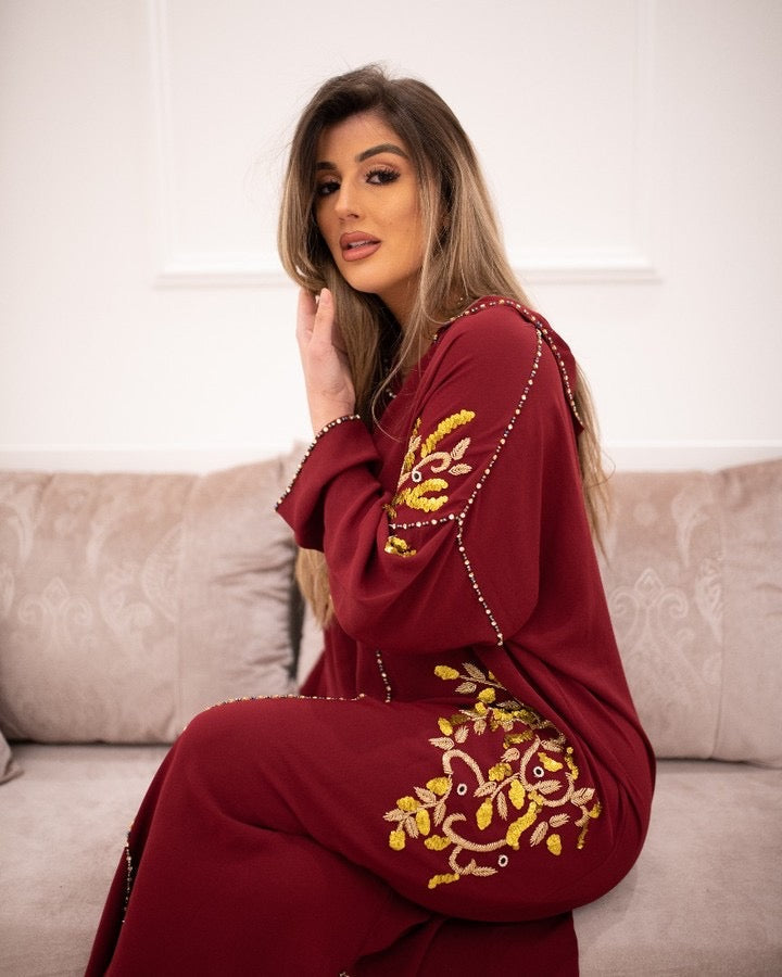 Souad Burgundy Djellaba – Casual Moroccan Tunic for Everyday Comfort
