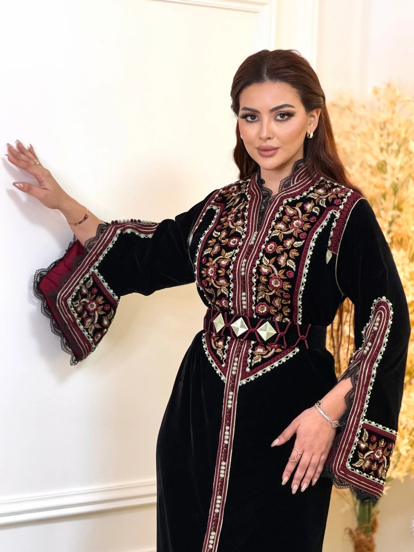 Rajwa Schwarzes Kaftan – Handgefertigtes marokkanisches Kleid – Produktansicht 6