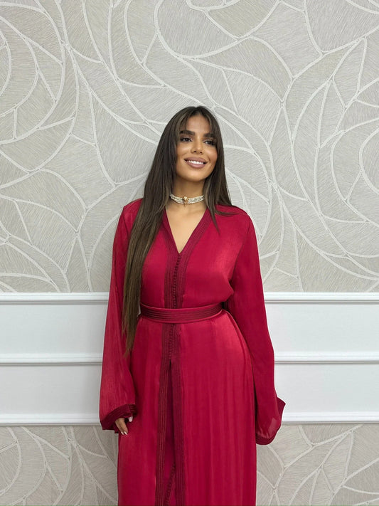 Majda Bordeaux Takchita – Zweiteiliges marokkanisches Zeremonienkleid – Produktansicht 2