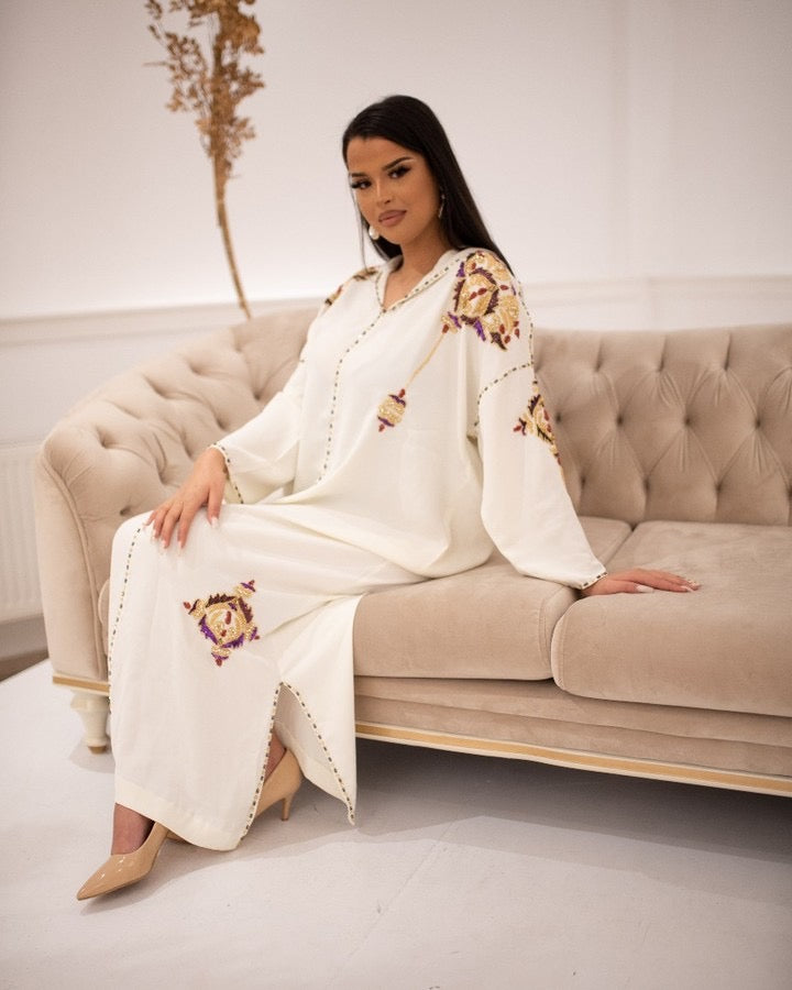 Karima White Djellaba – Casual Moroccan Tunic for Everyday Comfort