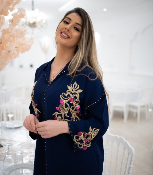 Jamila Marineblaue Djellaba – Lässige marokkanische Tunika für täglichen Komfort