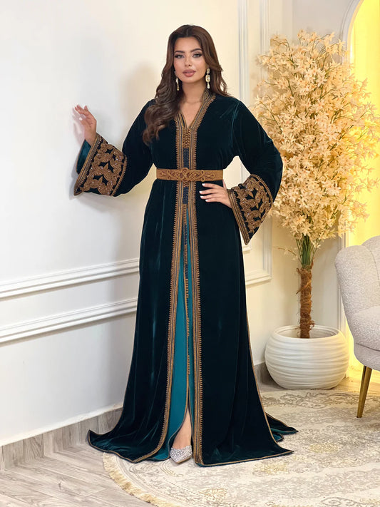 Karima Schwarze Takchita – Zweiteiliges marokkanisches Zeremonienkleid – Produktansicht 2