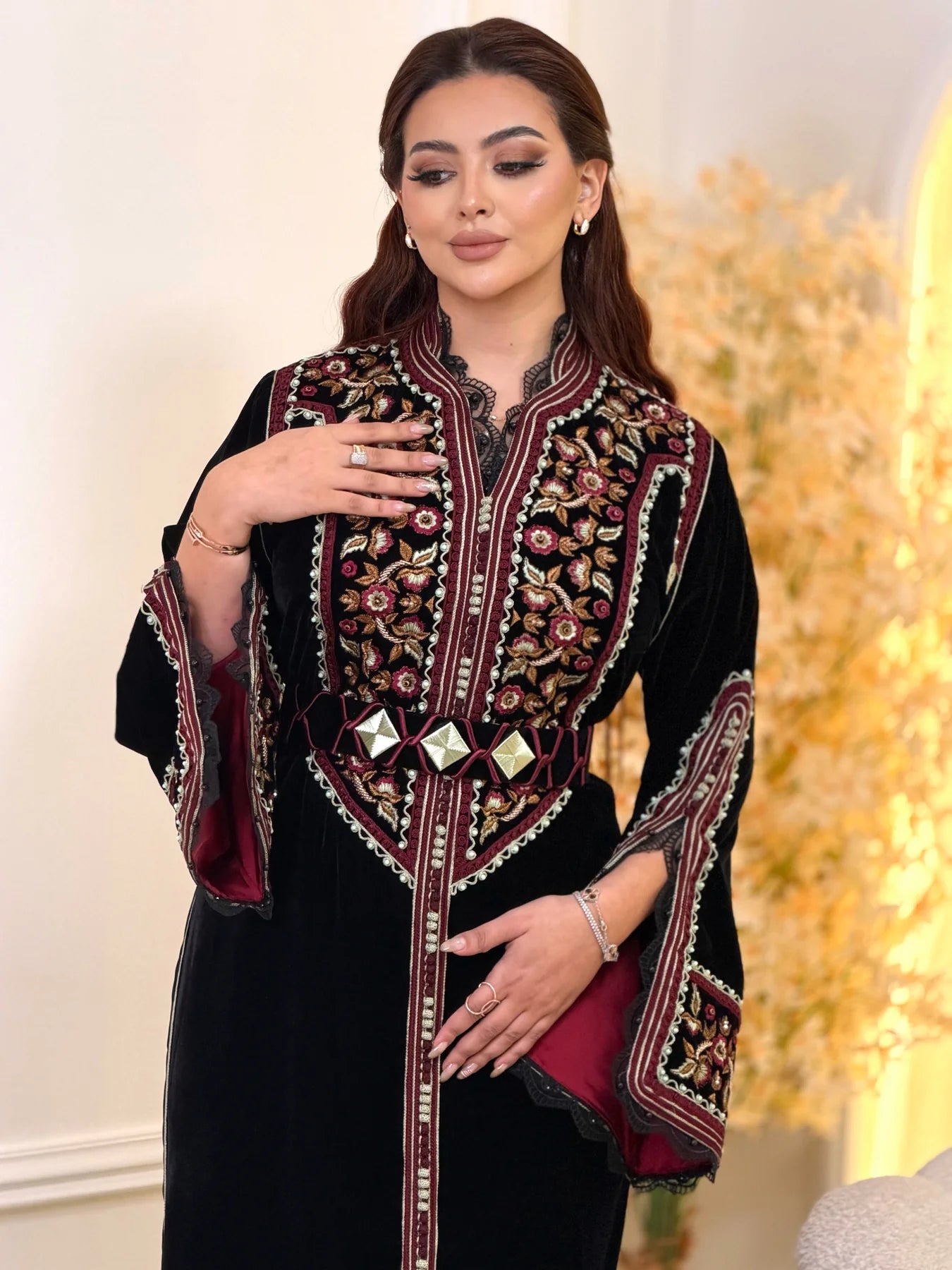 Rajwa Schwarzes Kaftan – Handgefertigtes marokkanisches Kleid – Produktansicht 7