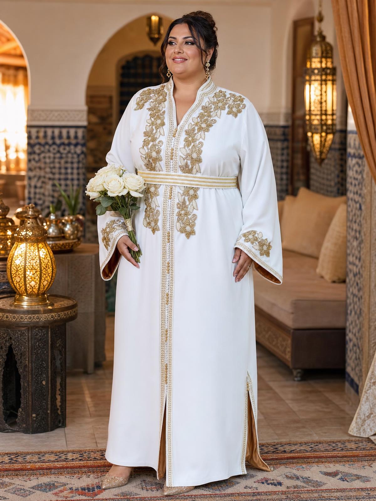 Rihab Kaftan – Handcrafted Moroccan Kaftan Dress \u2014 plus-size model