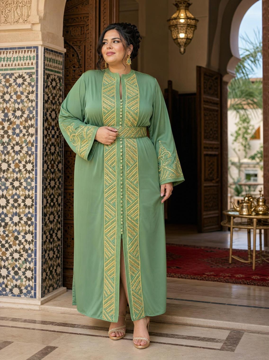 Sirina Kaftan – Handcrafted Moroccan Kaftan Dress \u2014 plus-size model